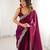 Wine tissue satin sequins saree with unstitched blouse piece.