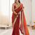Oeange tissue satin solid saree with unstitched blouse piece.