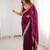 Wine tissue satin sequins saree with unstitched blouse piece.