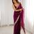 Wine tissue satin sequins saree with unstitched blouse piece.