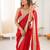 Red tissue satin solid saree with unstitched blouse piece.
