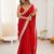 Red tissue satin solid saree with unstitched blouse piece.
