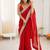 Red tissue satin solid saree with unstitched blouse piece.