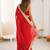 Red tissue satin solid saree with unstitched blouse piece.
