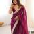 Wine tissue satin solid saree with unstitched blouse piece.