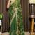 Green tissue satin embroidered saree with unstitched blouse piece.
