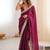 Wine tissue satin solid saree with unstitched blouse piece.