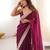 Wine tissue satin solid saree with unstitched blouse piece.