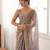 Grey tissue satin embroidered saree with unstitched blouse piece.
