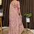 Pink tissue satin embroidered saree with unstitched blouse piece.