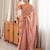 Peach tissue satin embroidered saree with unstitched blouse piece.