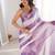 Lilac tissue satin striped saree with unstitched blouse piece.