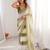Olive tissue satin striped saree with unstitched blouse piece.