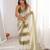 Olive tissue satin striped saree with unstitched blouse piece.