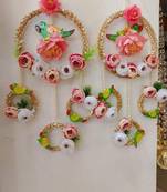 decorative peony chudi with parrot latkan hanging perfect for home decor  hanging for main door decor  (pack of 2)