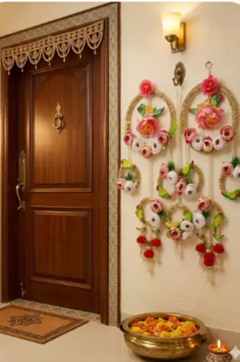 decorative peony chudi with parrot latkan hanging perfect for home decor  hanging for main door decor  (pack of 2)