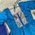 turquoise blue color rich zari border silk blend anarkali gown set