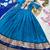 turquoise blue color rich zari border silk blend anarkali gown set