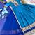 turquoise blue color rich zari border silk blend anarkali gown set
