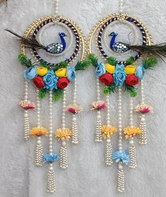 decorative peacock bangle with flower moti latkan hanging  handmade toran door hanging decor (pack of 2) 1