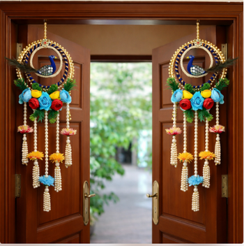 decorative peacock bangle with flower moti latkan hanging  handmade toran door hanging decor (pack of 2) 2