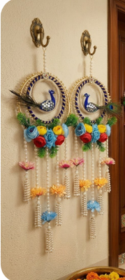 decorative peacock bangle with flower moti latkan hanging  handmade toran door hanging decor (pack of 2) 4