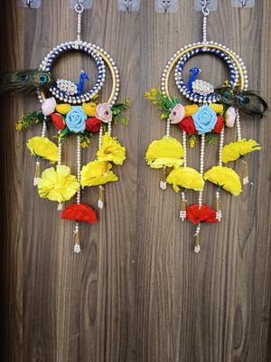 decorative peacock bangle with flower moti latkan hanging  handmade toran door hanging decor (pack of 2) 5