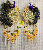  decorative peacock parrot pom pom latkan hanging  handmade toran door hanging (pack of 2)