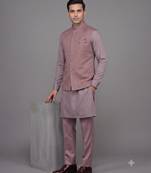 Pink premium jacquard nehru jacket for men