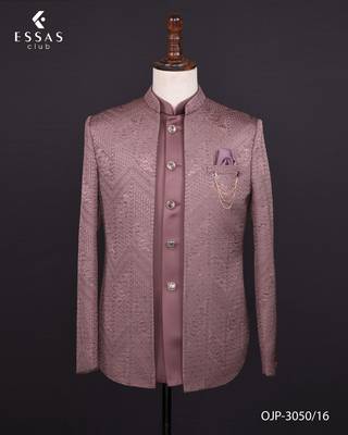 Pink premium jacquard nehru jacket for men 3