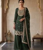 Green Embroidered Chanderi Silk Kurta Set with Dupatta
