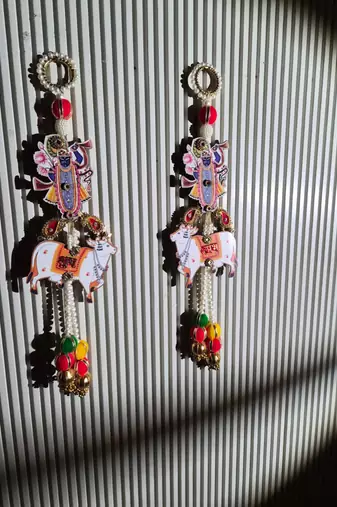 handmade traditional hanging for decoration  shubh-labh toran for home decor (pack of 2)