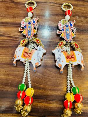 handmade traditional hanging for decoration  shubh-labh toran for home decor (pack of 2) 2