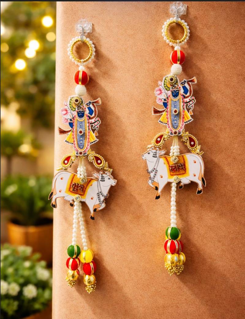 handmade traditional hanging for decoration  shubh-labh toran for home decor (pack of 2)