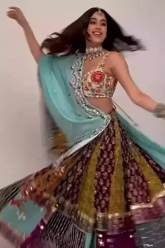 Sky Blue Mirror Navratri Lehenga Choli With Dupatta