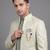 Pista green jacquard open jodhpuri suit for men