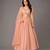 Peach Embroidered Chanderi Organza Lehenga Set
