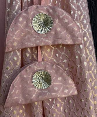 Peach Embroidered Chanderi Organza Lehenga Set 4