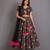 Black Multicolored Embroidered Organza Lehenga Set