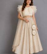 Off White Organza Chanderi Lehenga Set