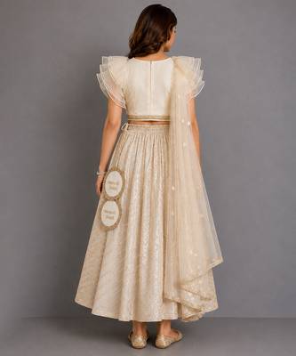 Off White Organza Chanderi Lehenga Set 2