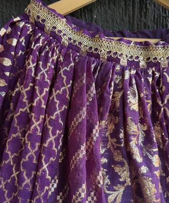 Purple Chanderi Organza Attached Dupatta Lehenga Set 3