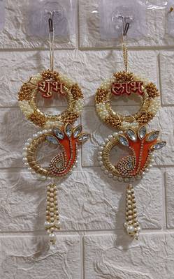 decorative shubh labh chudi latkan hanging perfect for home decor  handmade toran decor (pack of 2) 1