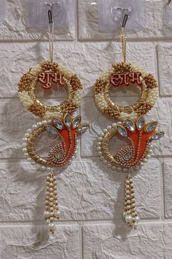 decorative shubh labh chudi latkan hanging perfect for home decor  handmade toran decor (pack of 2)