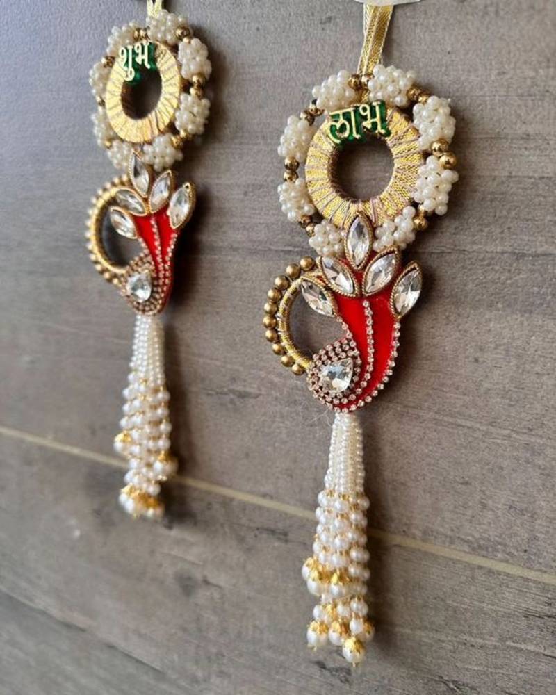 decorative shubh labh chudi latkan hanging perfect for home decor  handmade toran decor (pack of 2)