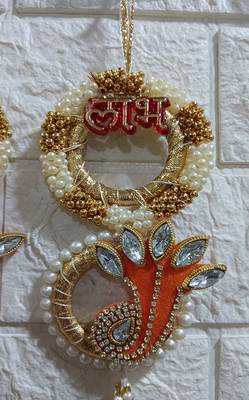 decorative shubh labh chudi latkan hanging perfect for home decor  handmade toran decor (pack of 2) 4