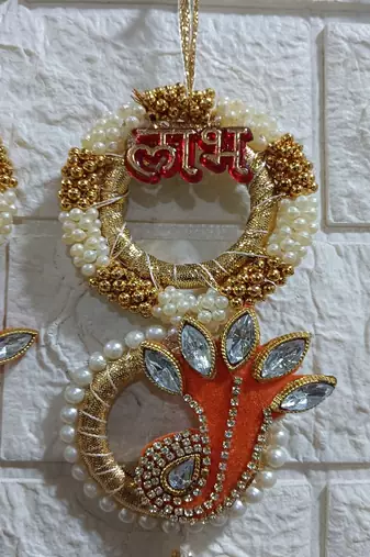 decorative shubh labh chudi latkan hanging perfect for home decor  handmade toran decor (pack of 2)