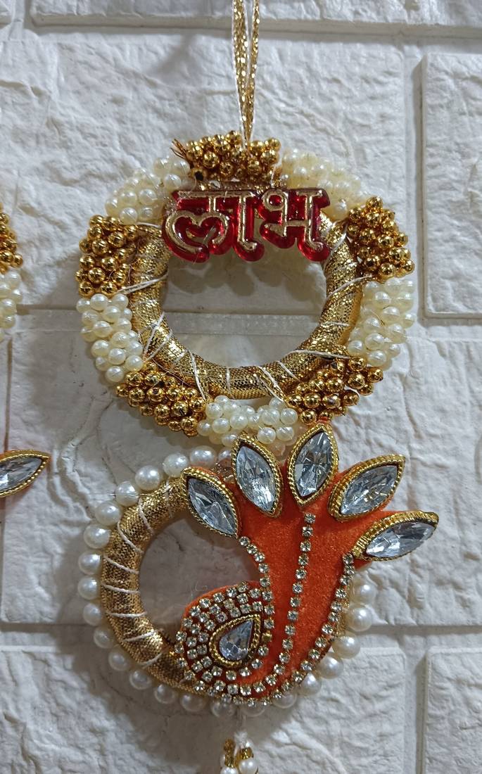 decorative shubh labh chudi latkan hanging perfect for home decor  handmade toran decor (pack of 2)