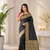 black color ilver zari chaap weaving buttis and a matching border completing silk blend saree