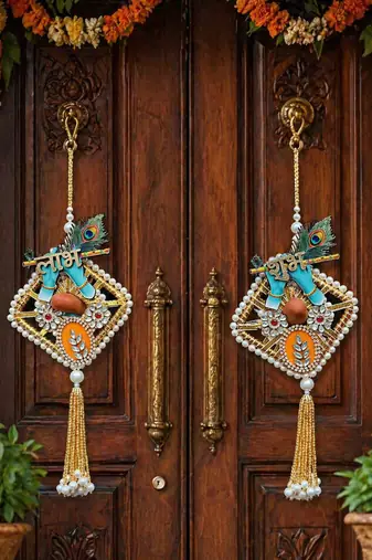 handmade traditional hanging for decoration  shubh-labh toran for home and decor 